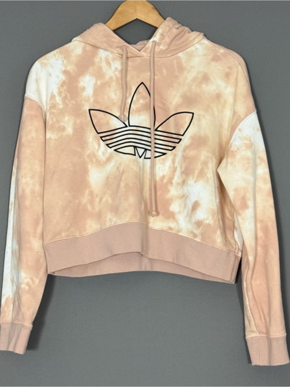adidas Originals Cropped Hoodie Tie Dye Peach Pink Trefoil Women S Athleisure